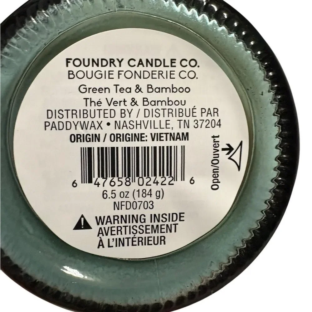 The Foundry Supply Co. Green Tea & Bamboo Candle with Embroidered Towel‎